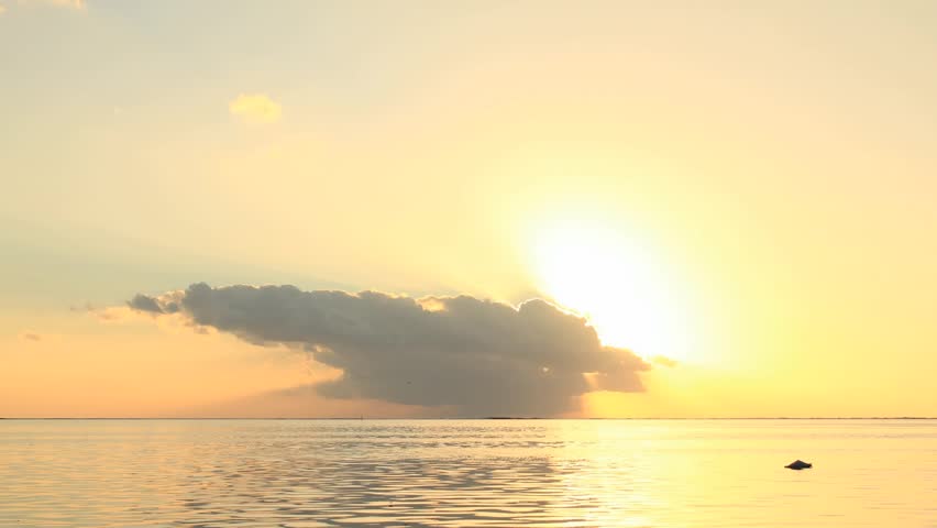 Time Lapse Sunset and Clouds over Manihi Lagoon, Tuamotos, French Polynesia 