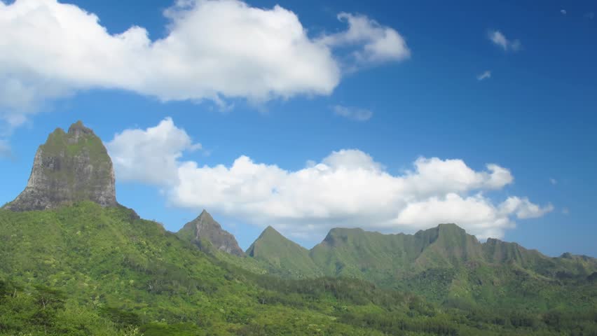 Time Lapse Clouds over Moorea Mountains, French Polynesia 