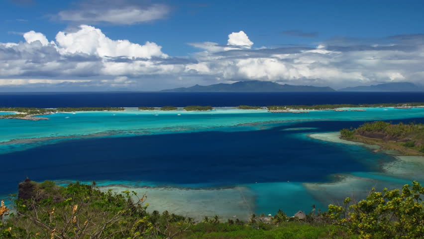 Time Lapse Clouds over Bora Bora Lagoon, French Polynesia 