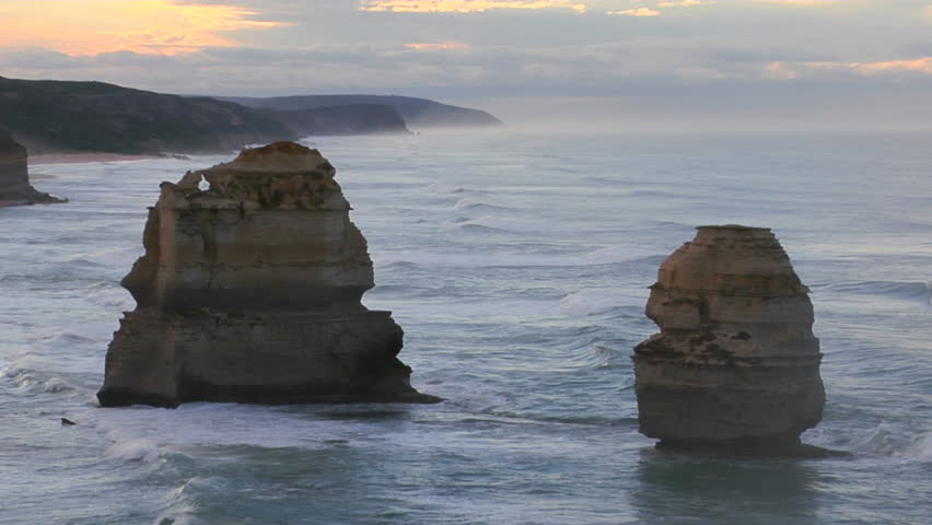 Rock formations known as the Twelve Apostles stand out on the Australian coast.