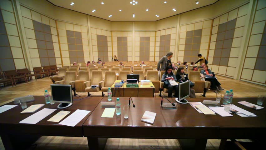 MOSCOW - DECEMBER 9: People wait for start of X Global Strategic Forum, on December 9, 2010 in Moscow, Russia.
