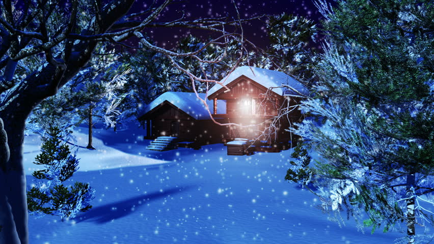 Christmas Snowy Scene 3D animation Dolly Motion