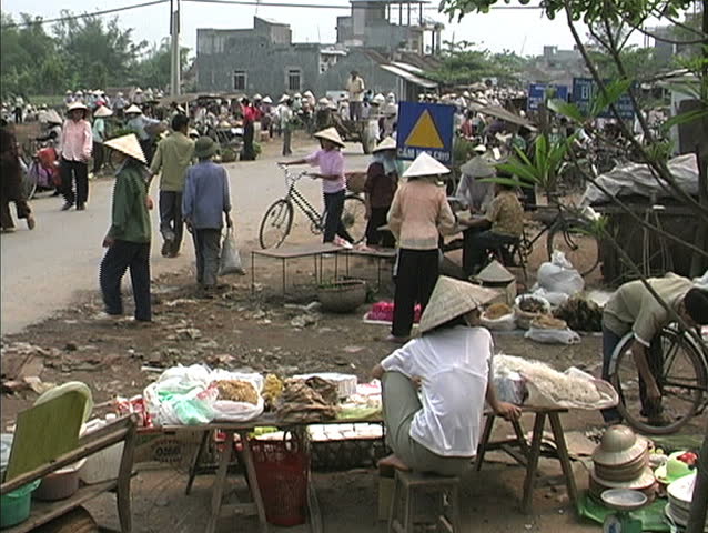 Hanoi, Vietnam - Circa September 1998: A busy market circa September 1998 in Hanoi. 