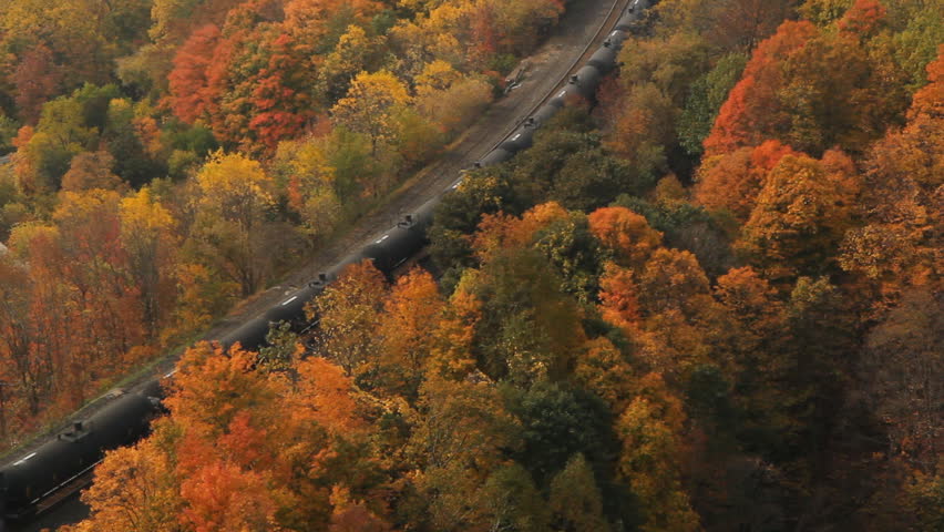 DUNDAS, ONTARIO - OCTOBER 10: Trains near Dundas, Ontario, Canada on October 10th, 2011. CN is the largest railway in Canada in terms of both revenue and network size.
