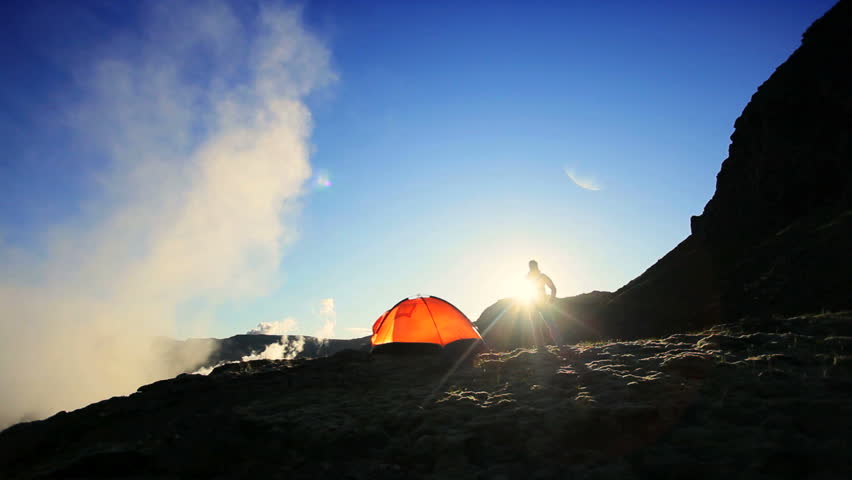 Female Hiker in Harsh Barren Environment
