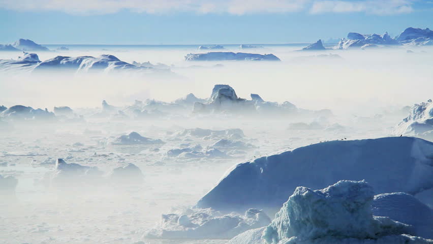 Freezing Air Lying Between Ice Floes & Icebergs