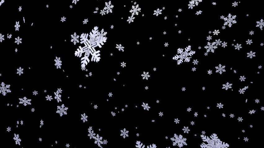 Falling snowflakes. Loop and with alpha matte