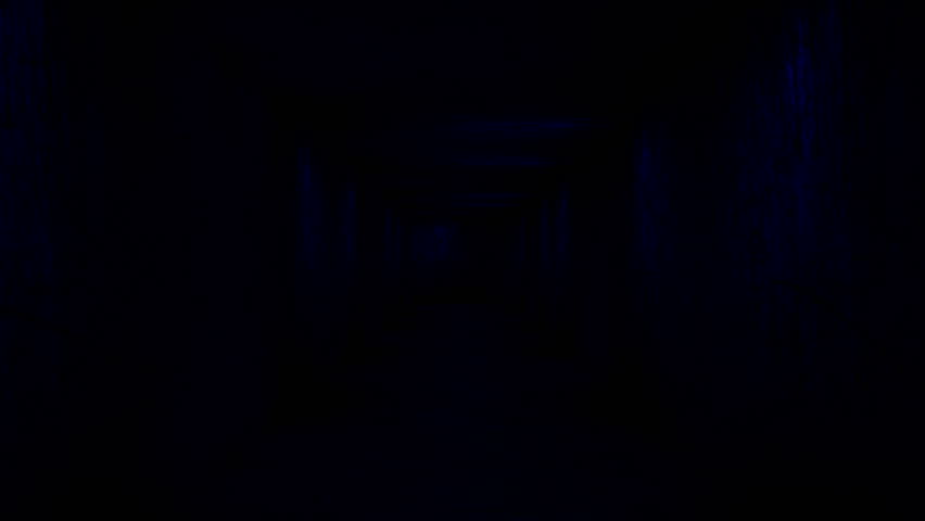 Tunnel design with Mathematical , Physical science formulas flying around on the walls, floor and ceiling of the scene.