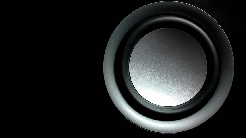 Closeup at moving sub-woofer. Speaker part