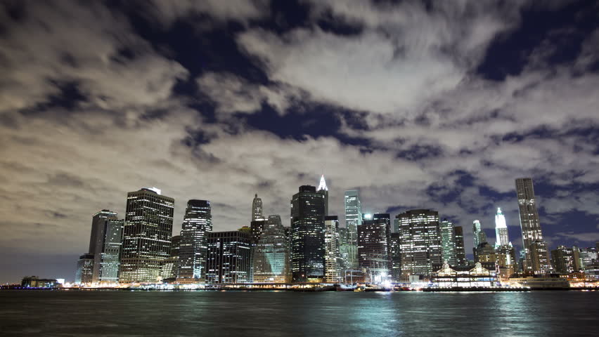 The New York City skyline and harbor timelapse