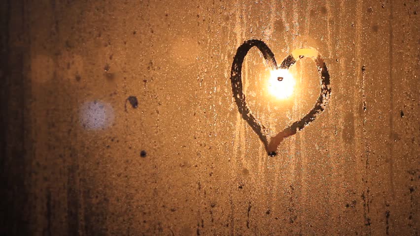 Heart of love in glass condensate water
