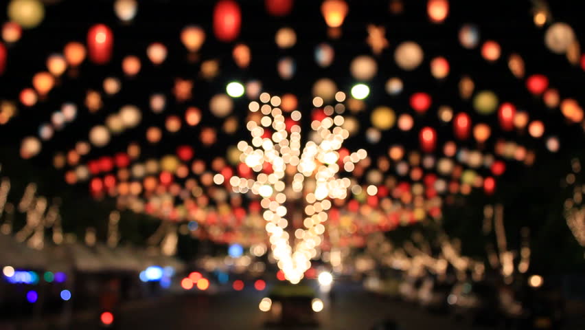 Beautiful lanterns and Car's light.