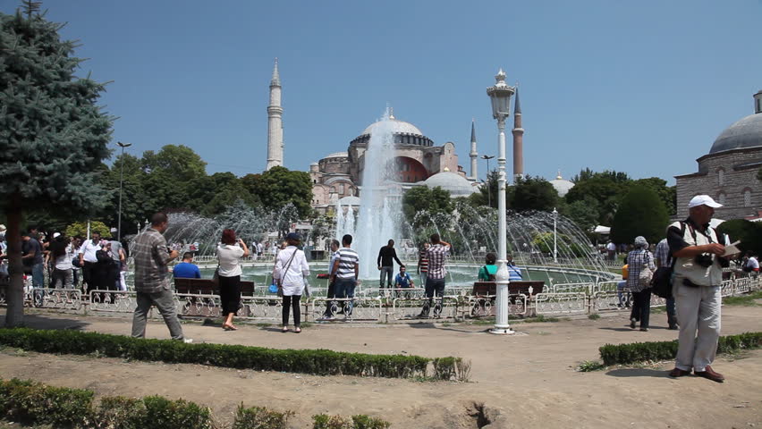 ISTANBUL, TURKEY - JULY 31: Activity at Aya Sofia museum on July 31 2011 in Istanbul. Hagia Sophia (Aya Sofiya) has been consecrated in 537, and for 916 years has been the cathedral of Constantinople