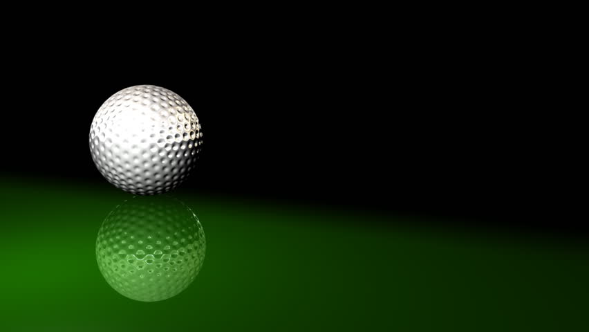 Golf 04 - golf ball is spinning on the green mirror background.