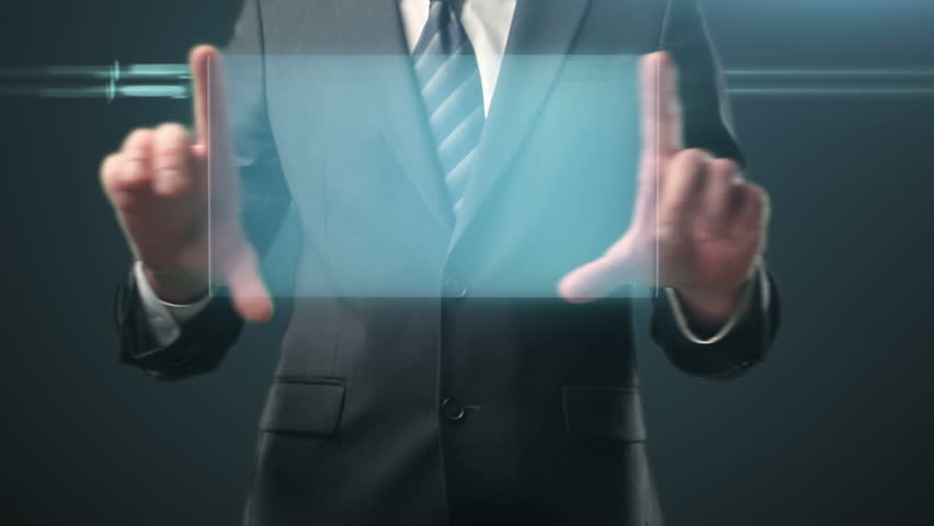 Hand leafing and pushing a empty button on a touch screen interface