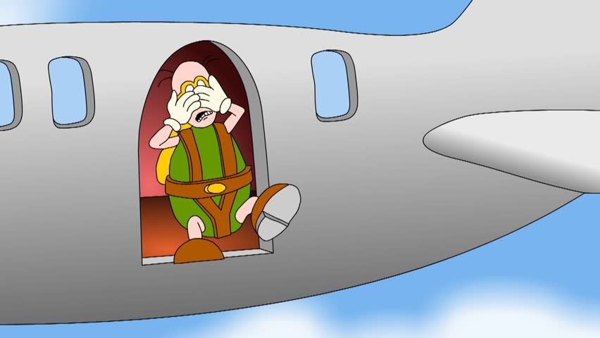 funny parachutist jumping classic 2d animation