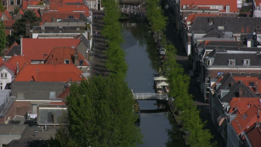 View from Nieuwe Kerk on canal, Delft, Netherlands