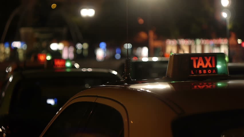 Taxis in line at Lisbon's downtown. 