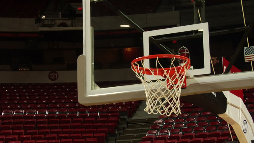 Basketball off the glass, through the net