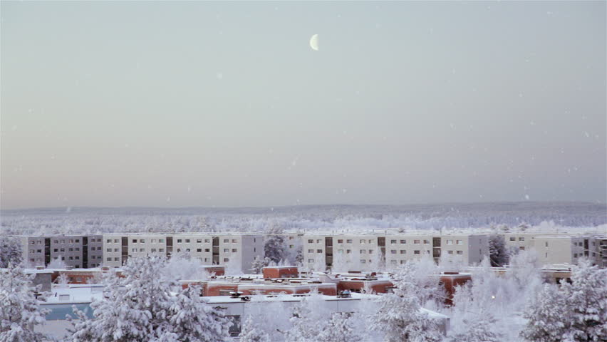 European city during the winter