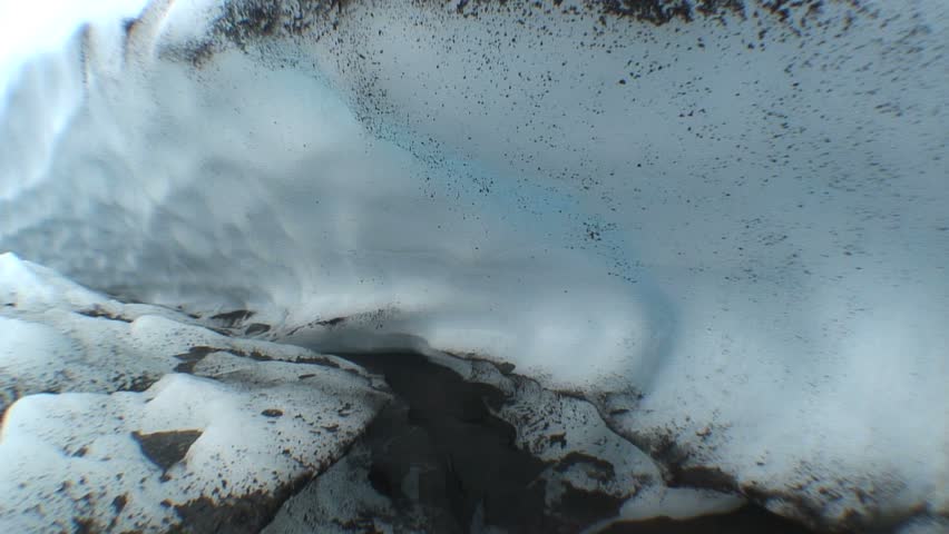 Compact Snow Overhang With Blue Ice, Washed Out Corner