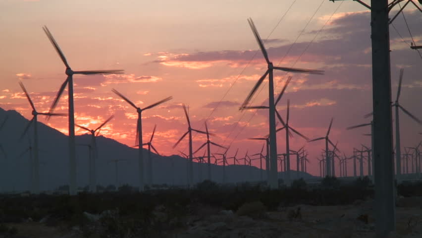 Bright, Beautiful Sky Over Wind Farm