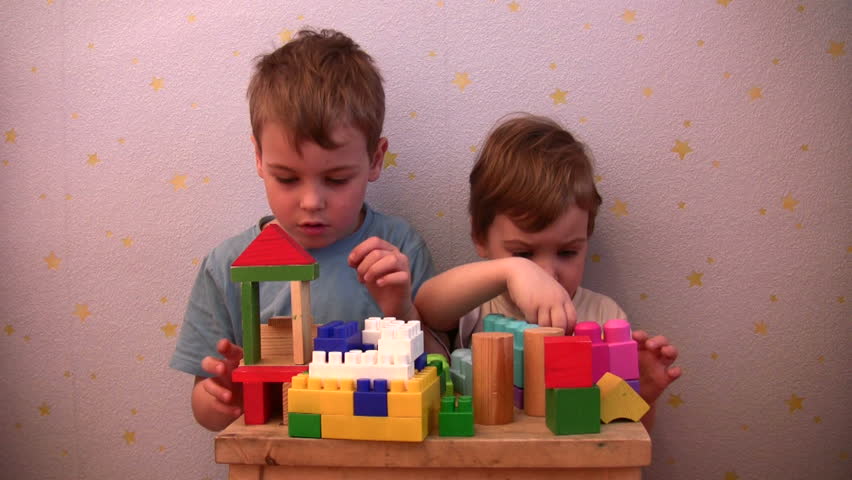 children play toy brick