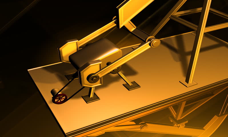 footage of a mechanical pump in golden background