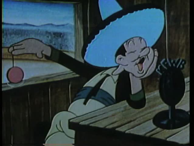 Cartoon of an announcer playing with a yo-yo during a broadcast