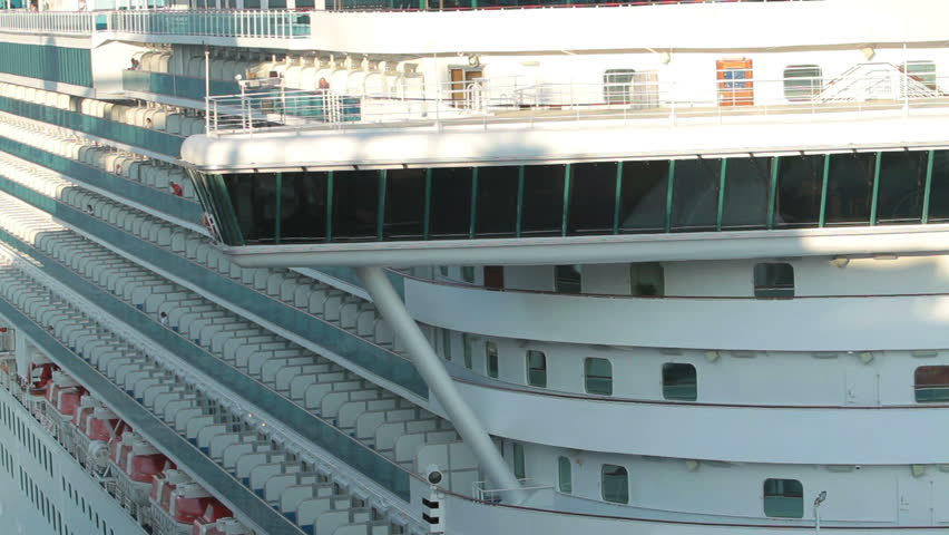 VENICE, ITALY MAY 28 2011: Cruise ship command and navigation bridge leaving port on Mediterranean cruise in Venice. Economic boost to troubled European country and Euro currency.