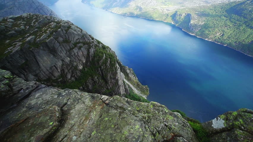 Norway fjord panorama from Preikestolen mountain.