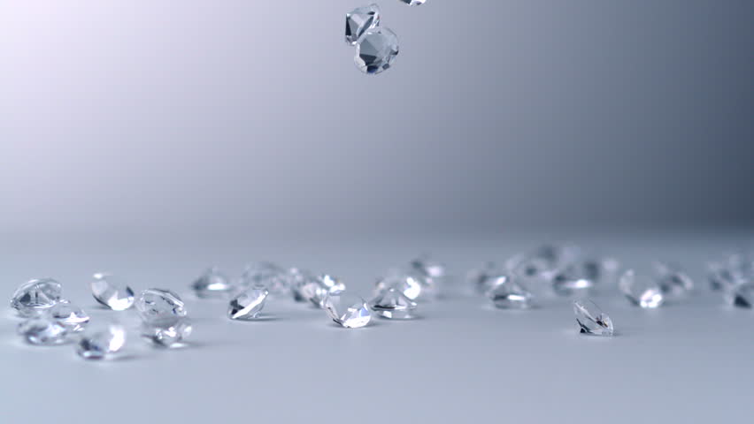 Slo-motion diamonds falling