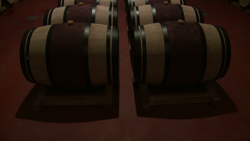 Wine barrels in a row