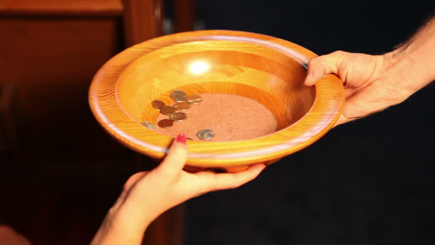 Person stealing from the offering plate.