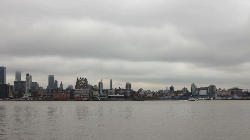 City scape of New York City in fog