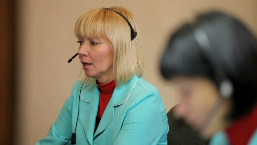 woman telephone operator at work