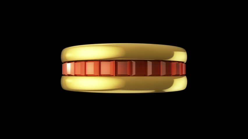 Ring with rubies around it rotating with alpha