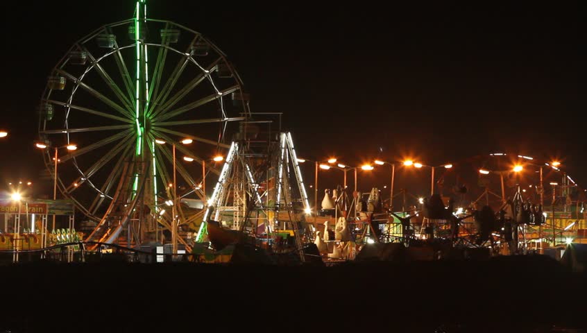 Amusement park at night.