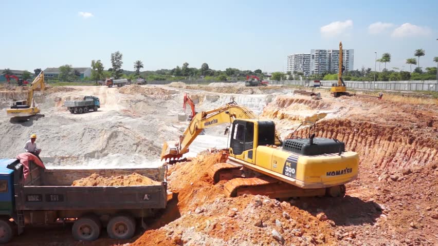 PETALING JAYA, MALAYSIA - FEBRUARY 17:
Close shot of Heavy excavator loader at soil moving works in construction site, February 17, 2012 in Petaling Jaya, Malaysia. 