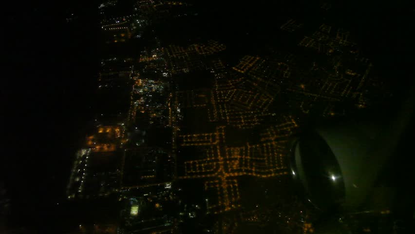 Flight Over City Of Lima in Peru at night