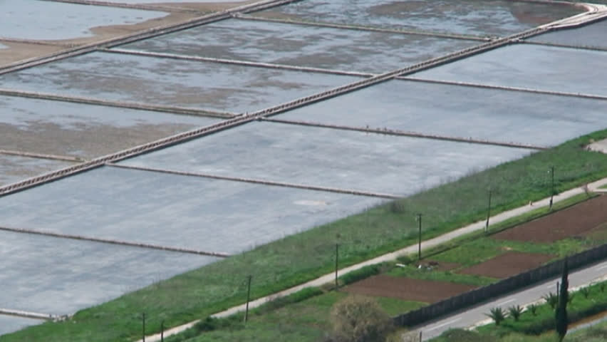 Ston small town near Dubrovnik with medieval Salt Basin with use Adriatic sea to extract salt.