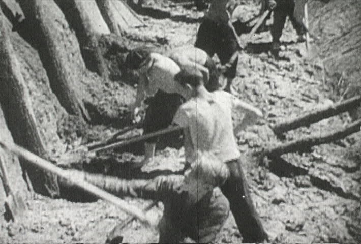 EUROPE - CIRCA 1942-1944: World War II, Citizens Help Build Trenches