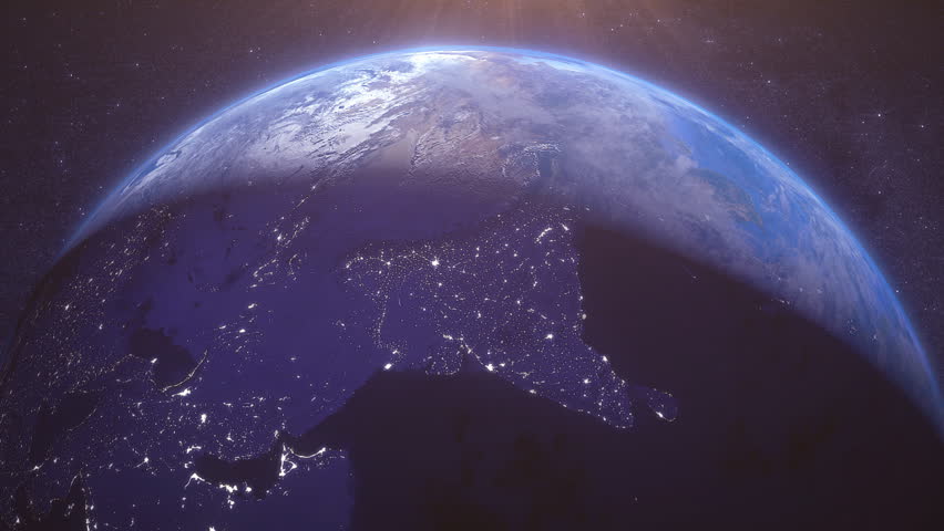 Satellite in orbit around the earth