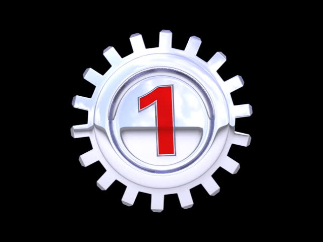 Metallic rotating gear series. Number one, two, three. Easy to keying (key out color #000000). Each number is in seamless loop.