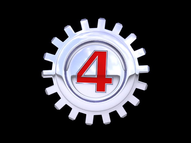 Metallic rotating gear series. Number four,five,six. Easy to keying (key out color #000000). Each number is in seamless loop.