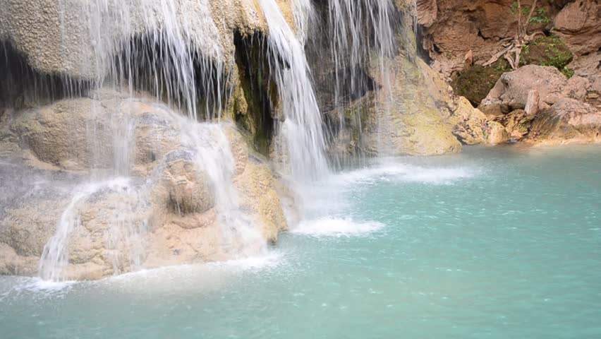 Green waterfall in Deep forest, Thailand