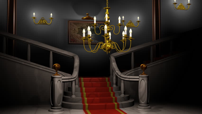 Mansion Hall at Night Animation (HD). Note: Preview is dark, animation looks as good as the thumbnail. Mansion 3D rendering like that of a haunted story with camera jib motion. 