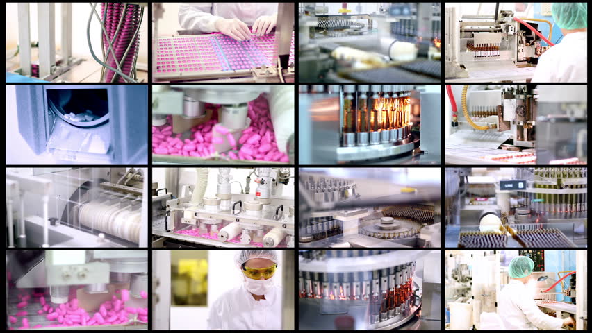 Medicine Production - Pharmaceutical Technology
Collage of video clips showing pharmaceutical equipment for medicine production in pharmaceutical factory. HD1080p.