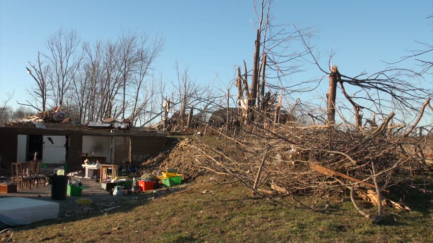 HENRYVILLE, IN - USA, MARCH 10, 2012- A damaged home in Henryville, IN, nearly a week after an EF-4 tornado struck the community on March 2, 2012.
