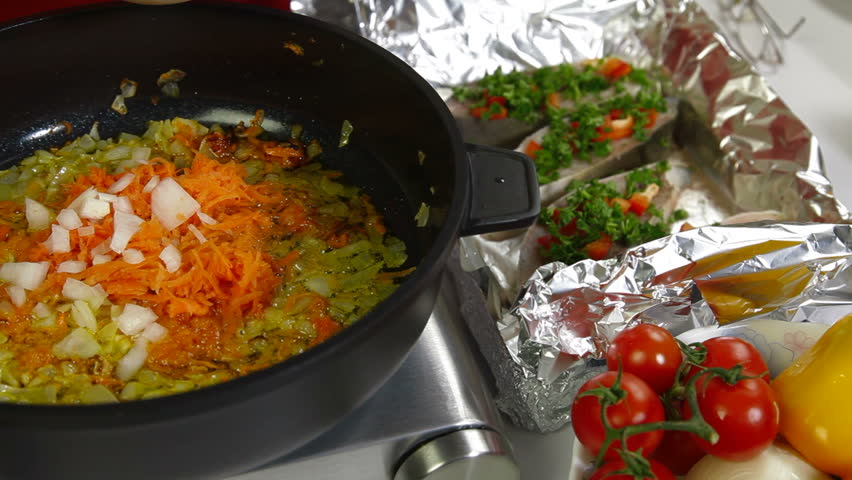 Cooking Vegetables In Frying Pan